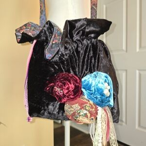 Handmade Sloughy BoHo  Bag Lined Inner Pockets Festival, Gypsy Velvet